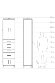 Arges Dolap 3 Raflı 5 Çekmeceli 4 Kapaklı 60x30x243 Aytaşı-Antrasit