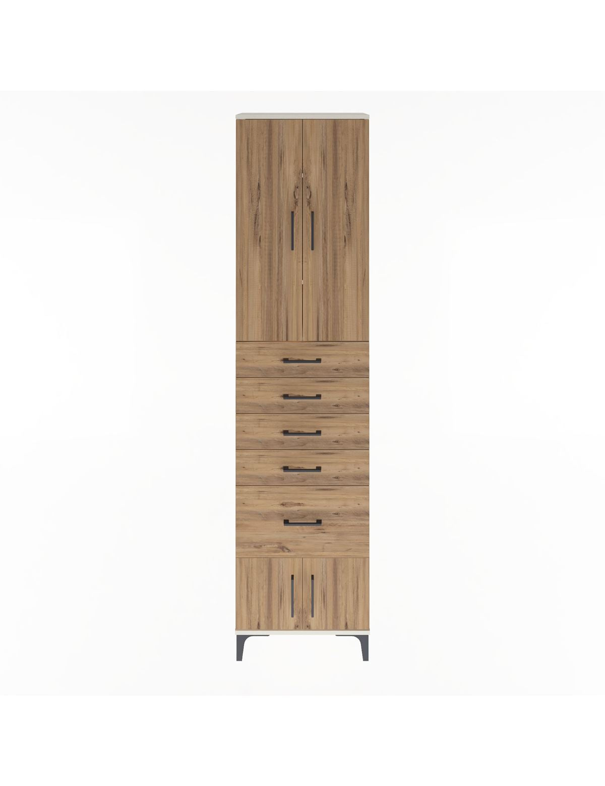 Arges Dolap 3 Raflı 5 Çekmeceli 4 Kapaklı 60x30x243 Aytaşı-Çam