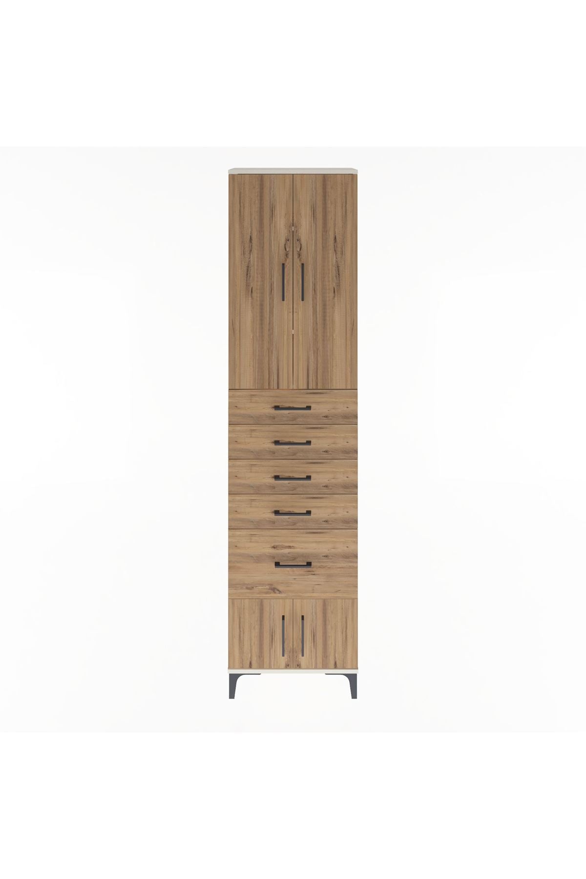 Arges Dolap 3 Raflı 5 Çekmeceli 4 Kapaklı 60x30x243 Aytaşı-Çam