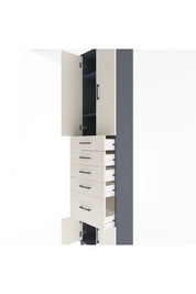 Arges Dolap 3 Raflı 5 Çekmeceli 4 Kapaklı 60x30x243 Antrasit-Aytaşı