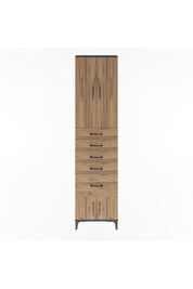 Arges Dolap 3 Raflı 5 Çekmeceli 4 Kapaklı 60x30x243 Antrasit-Çam