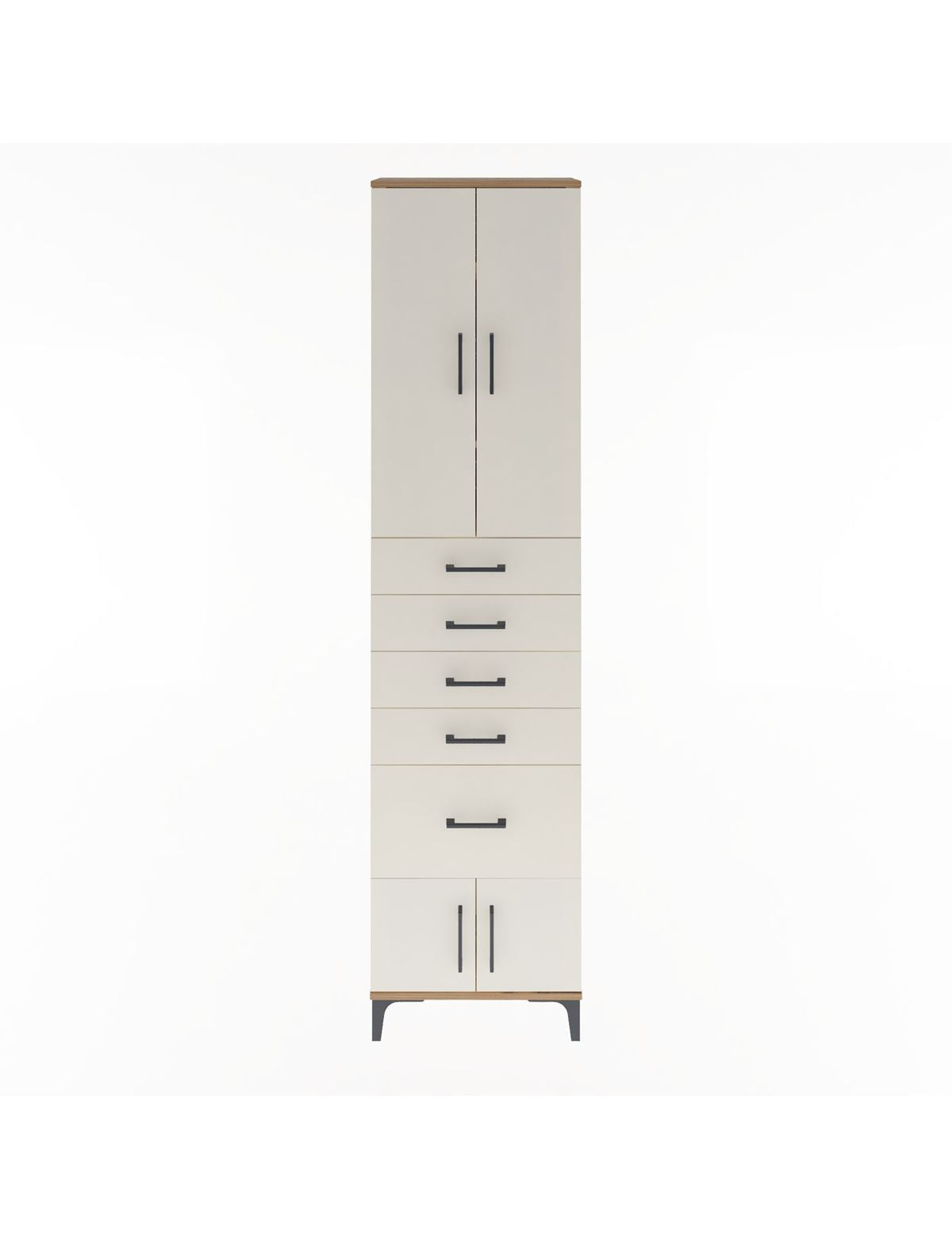 Arges Dolap 3 Raflı 5 Çekmeceli 4 Kapaklı 60x30x243 Çam-Aytaşı