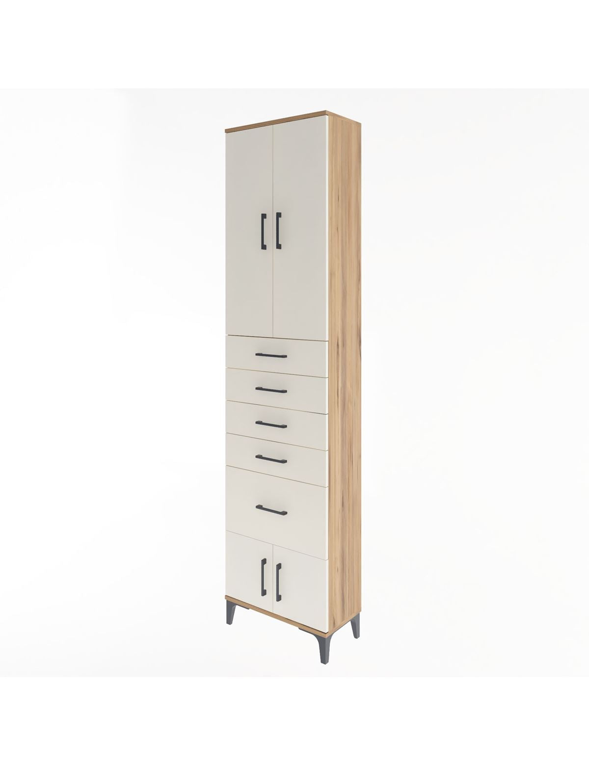 Arges Dolap 3 Raflı 5 Çekmeceli 4 Kapaklı 60x30x243 - S32M030V7A