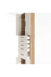 Arges Dolap 3 Raflı 5 Çekmeceli 4 Kapaklı 60x30x243 Çam-Aytaşı