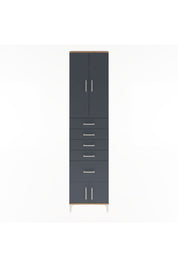 Arges Dolap 3 Raflı 5 Çekmeceli 4 Kapaklı 60x30x243 Çam-Antrasit