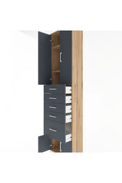 Arges Dolap 3 Raflı 5 Çekmeceli 4 Kapaklı 60x30x243 Çam-Antrasit