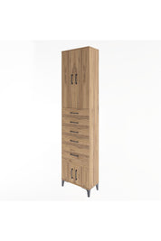 Arges Dolap 3 Raflı 5 Çekmeceli 4 Kapaklı 60x30x243 Çam-Çam