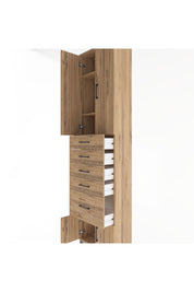 Arges Dolap 3 Raflı 5 Çekmeceli 4 Kapaklı 60x30x243 Çam-Çam