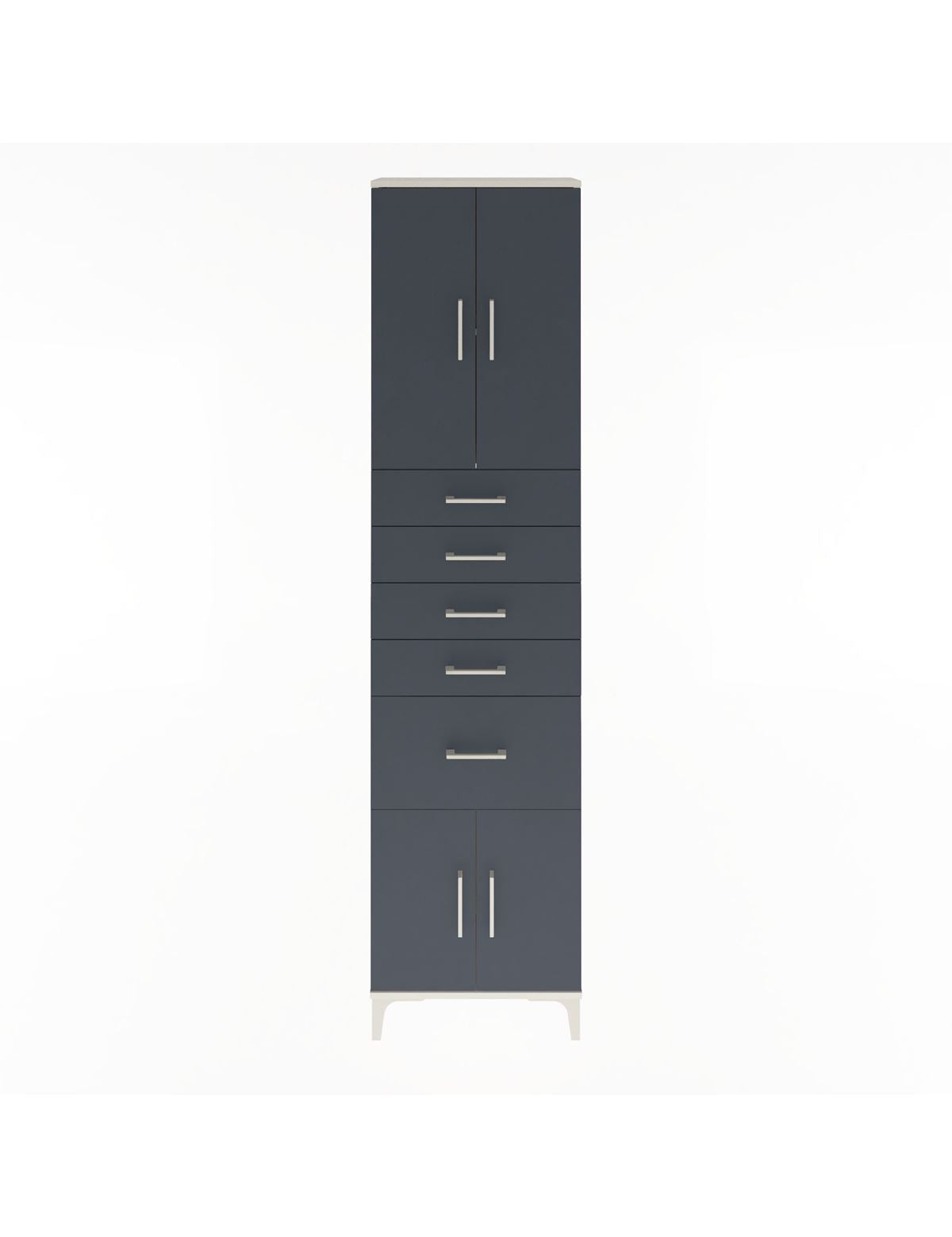 Arges Dolap 2 Raflı 5 Çekmeceli 4 Kapaklı 60x30x243 Aytaşı-Antrasit