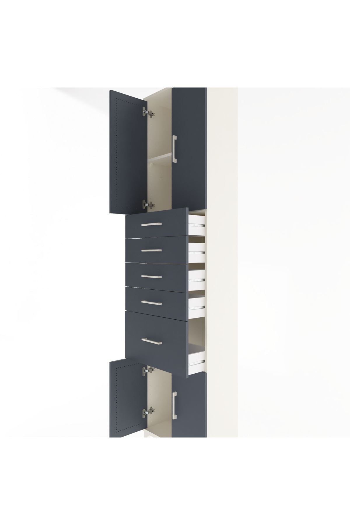 Arges Dolap 2 Raflı 5 Çekmeceli 4 Kapaklı 60x30x243 Aytaşı-Antrasit