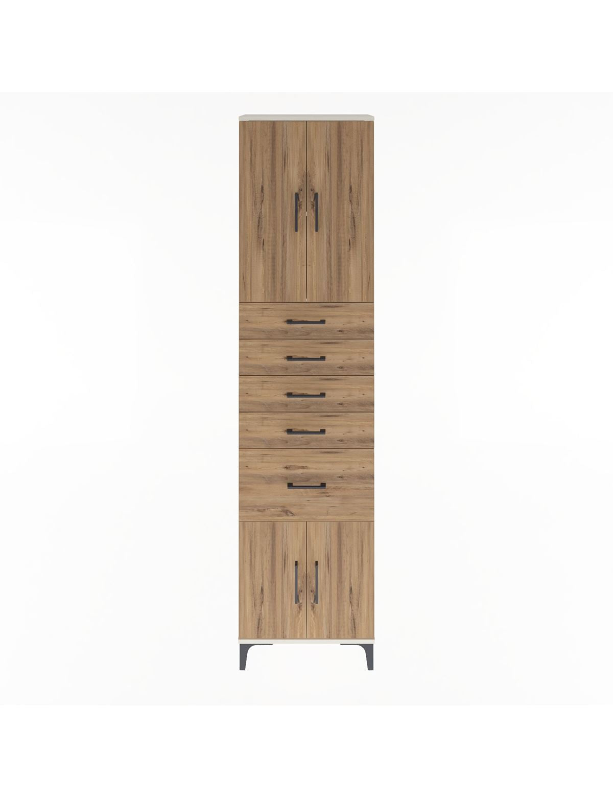 Arges Dolap 2 Raflı 5 Çekmeceli 4 Kapaklı 60x30x243 Aytaşı-Çam