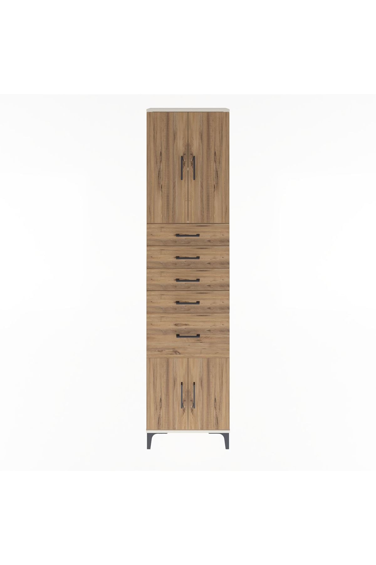 Arges Dolap 2 Raflı 5 Çekmeceli 4 Kapaklı 60x30x243 Aytaşı-Çam