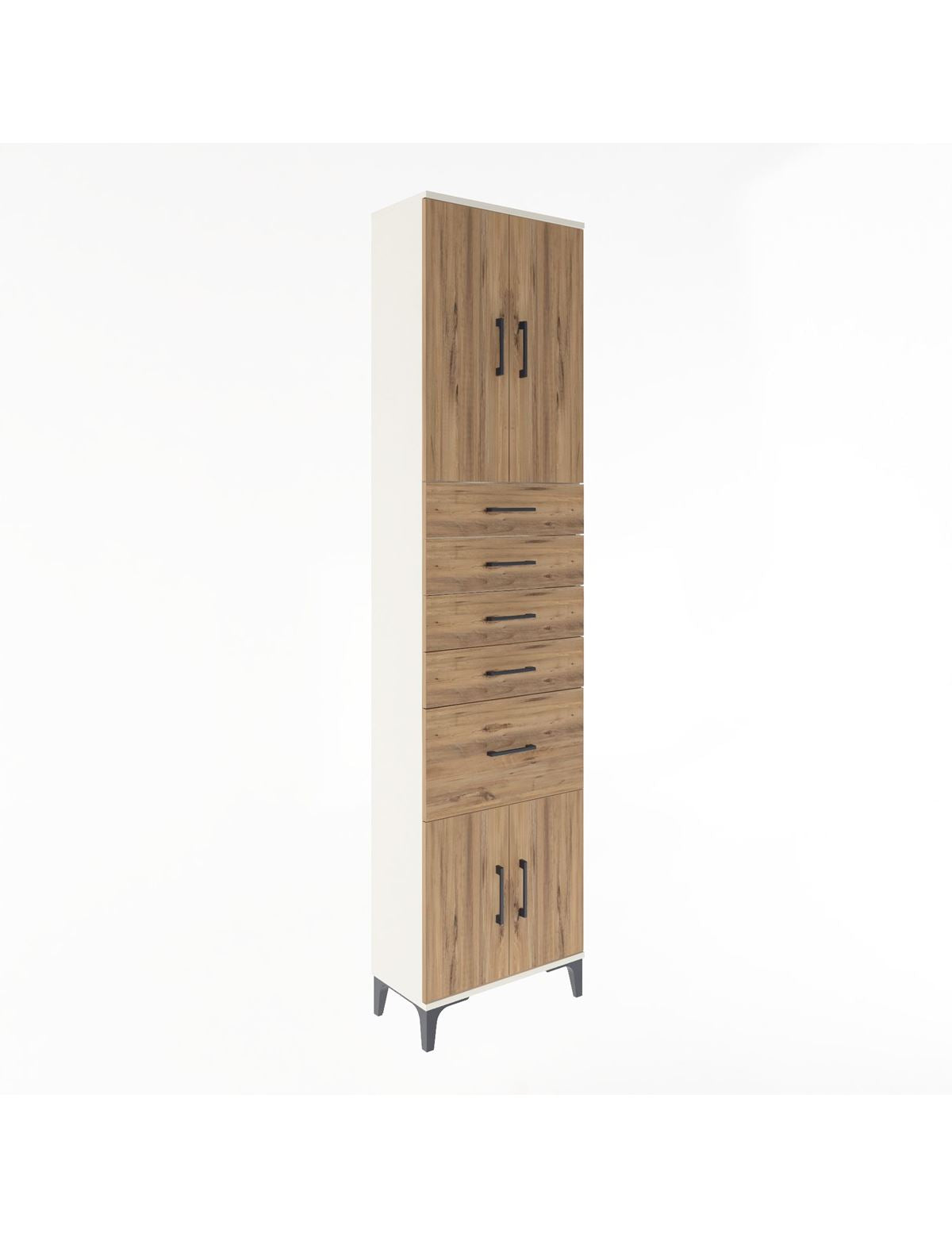 Arges Dolap 2 Raflı 5 Çekmeceli 4 Kapaklı 60x30x243 Aytaşı-Çam