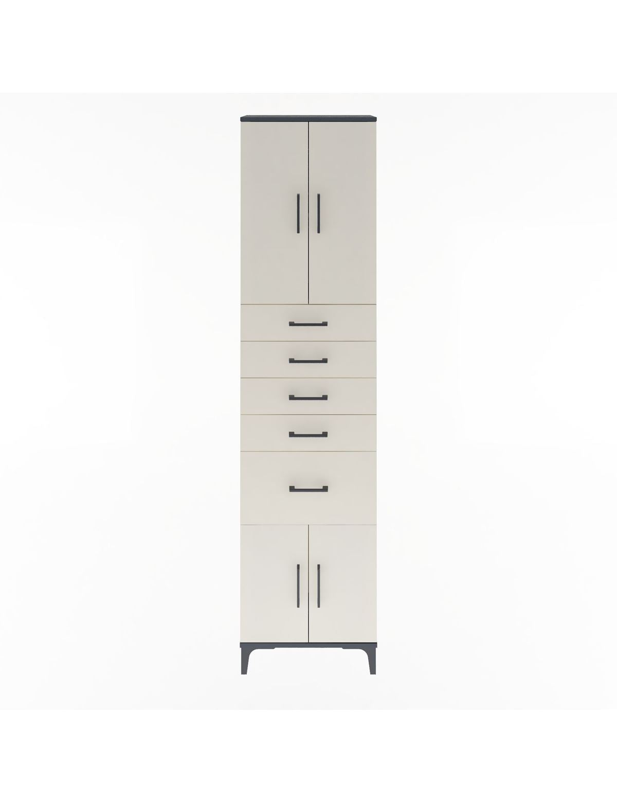 Arges Dolap 2 Raflı 5 Çekmeceli 4 Kapaklı 60x30x243 Antrasit-Aytaşı