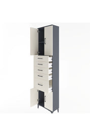 Arges Dolap 2 Raflı 5 Çekmeceli 4 Kapaklı 60x30x243 Antrasit-Aytaşı