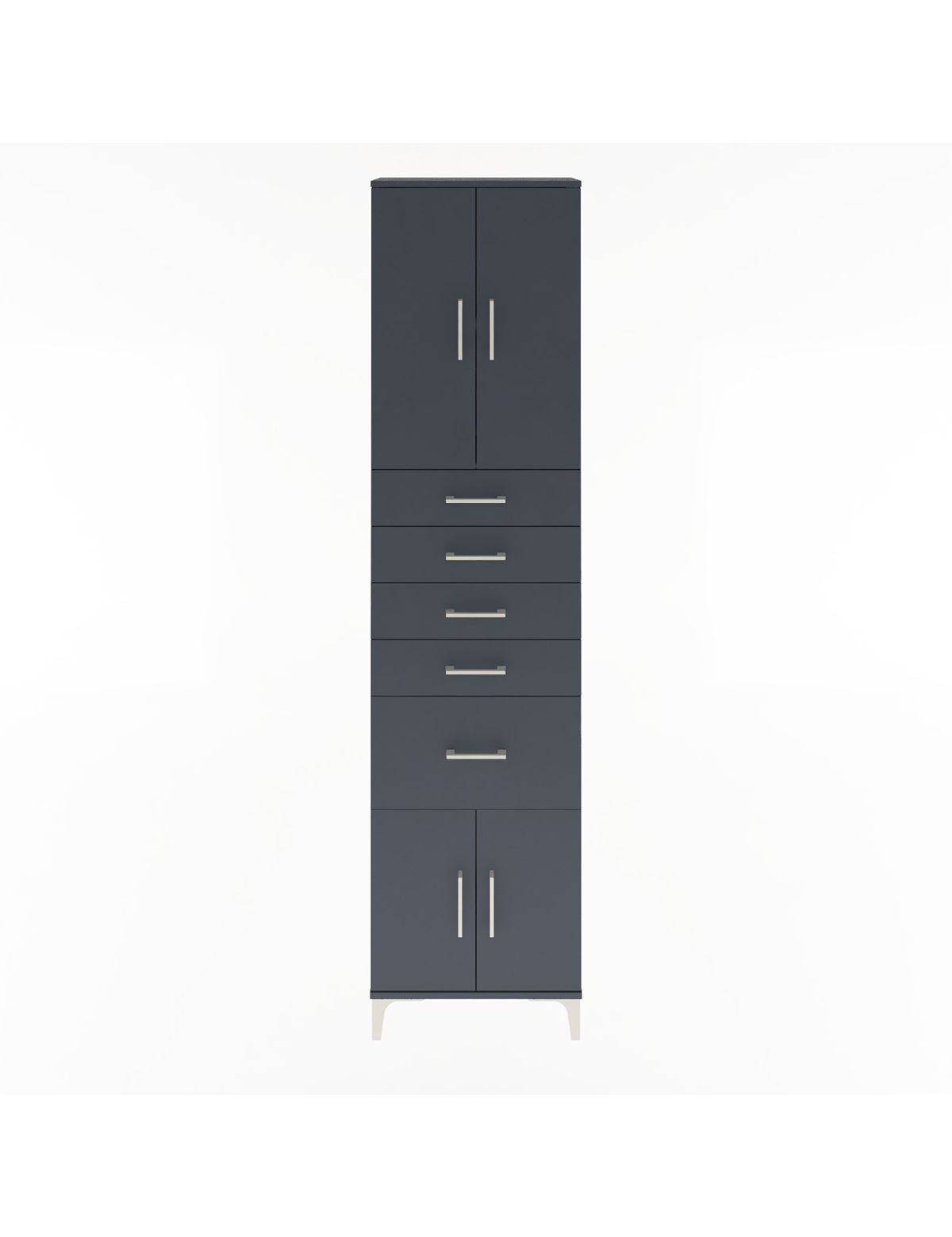 Arges Dolap 2 Raflı 5 Çekmeceli 4 Kapaklı 60x30x243 Antrasit-Antrasit