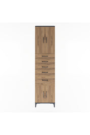 Arges Dolap 2 Raflı 5 Çekmeceli 4 Kapaklı 60x30x243 Antrasit-Çam