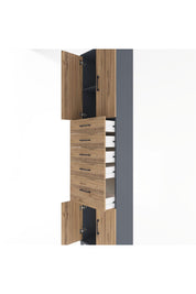 Arges Dolap 2 Raflı 5 Çekmeceli 4 Kapaklı 60x30x243 Antrasit-Çam