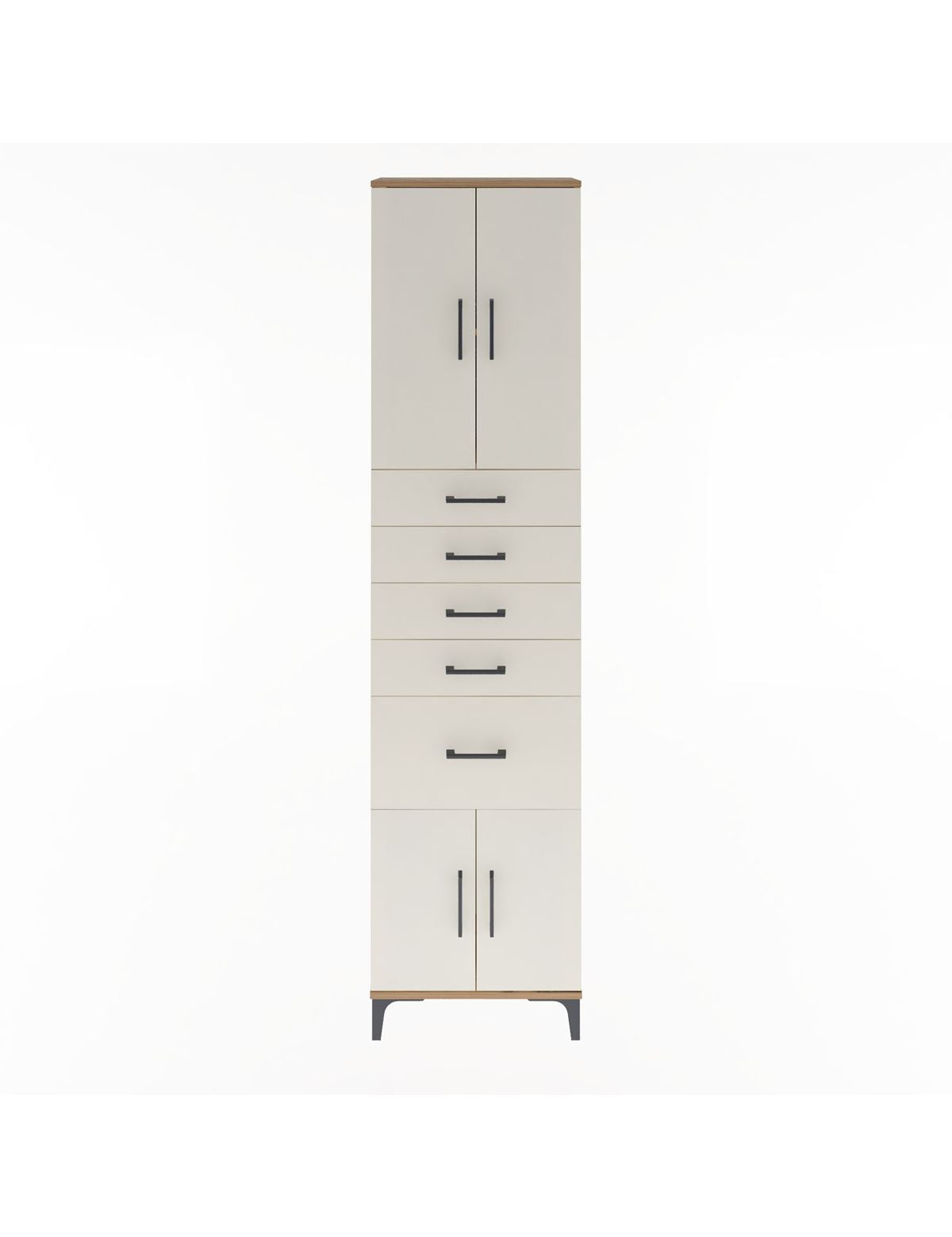 Arges Dolap 2 Raflı 5 Çekmeceli 4 Kapaklı 60x30x243 Çam-Aytaşı