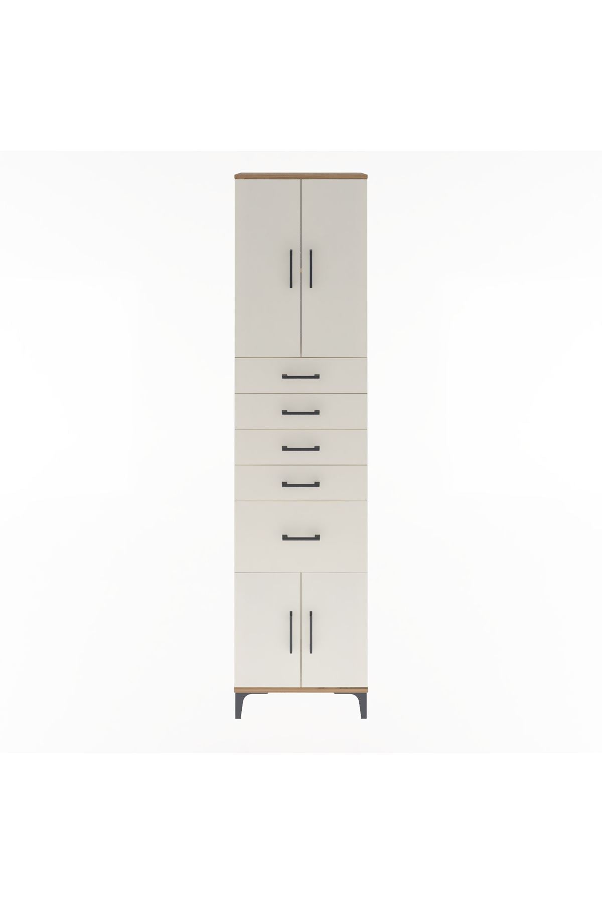 Arges Dolap 2 Raflı 5 Çekmeceli 4 Kapaklı 60x30x243 Çam-Aytaşı