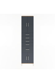 Arges Dolap 2 Raflı 5 Çekmeceli 4 Kapaklı 60x30x243 Çam-Antrasit