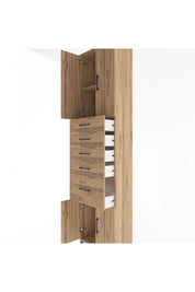 Arges Dolap 2 Raflı 5 Çekmeceli 4 Kapaklı 60x30x243 Çam-Çam