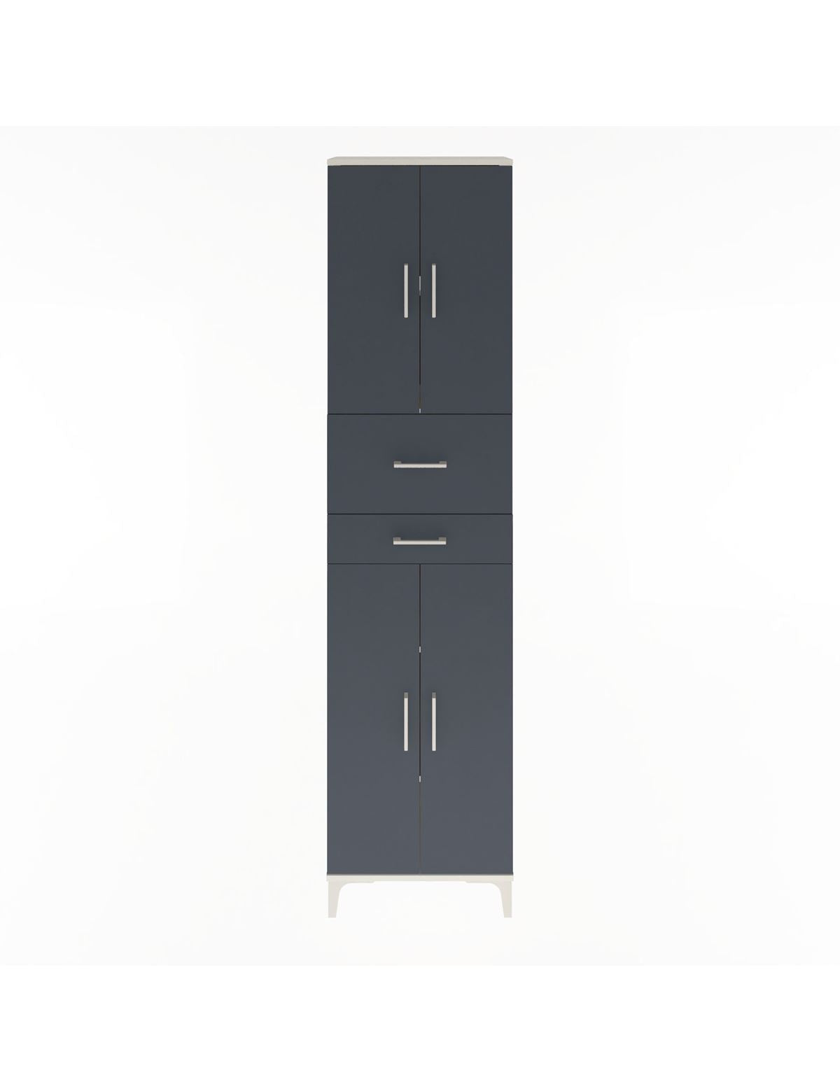 Arges Dolap 4 Raflı 2 Çekmeceli 4 Kapaklı 60x30x243 Aytaşı-Antrasit