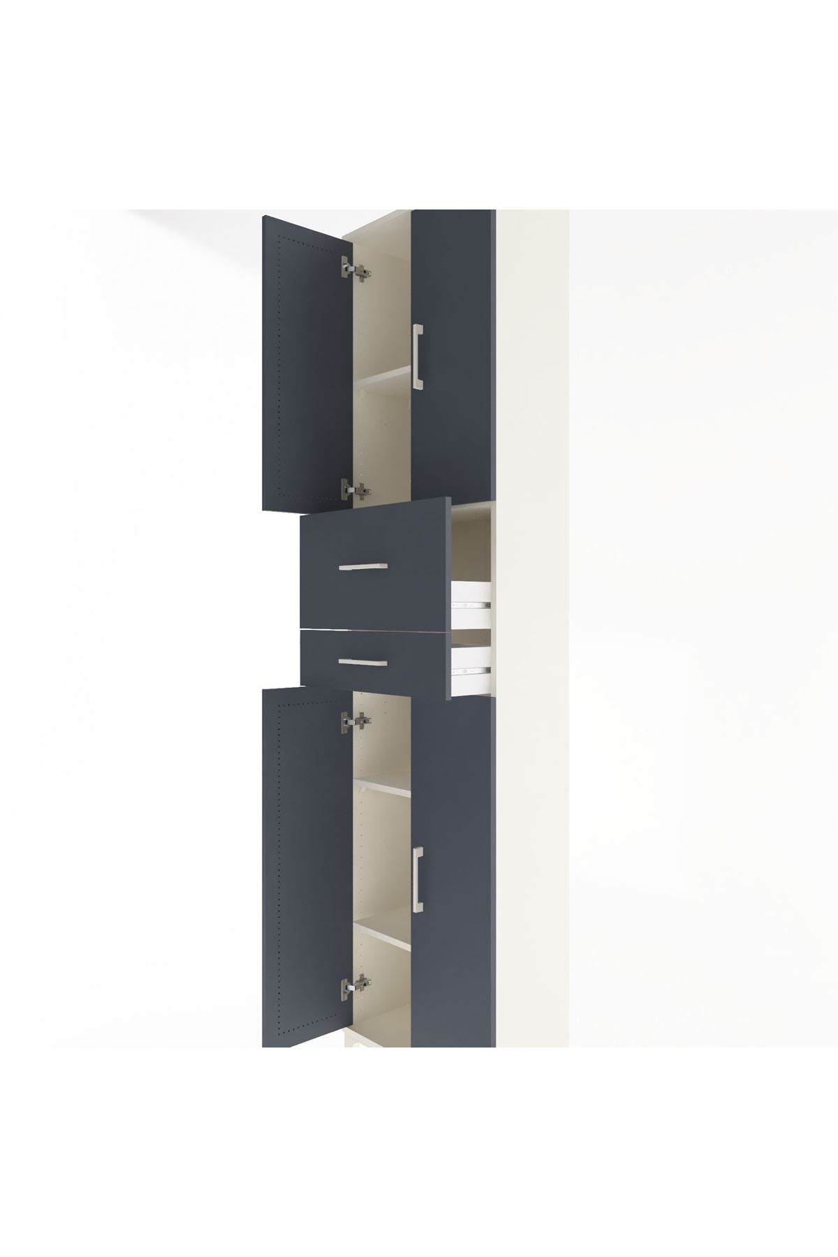 Arges Dolap 4 Raflı 2 Çekmeceli 4 Kapaklı 60x30x243 Aytaşı-Antrasit