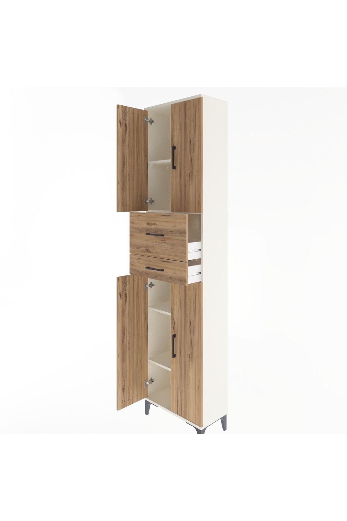 Arges Dolap 4 Raflı 2 Çekmeceli 4 Kapaklı 60x30x243 Aytaşı-Çam