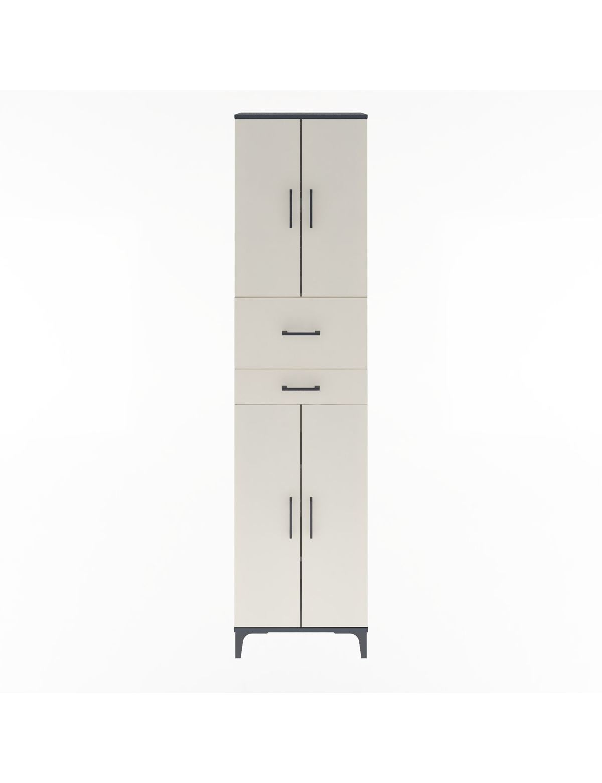 Arges Dolap 4 Raflı 2 Çekmeceli 4 Kapaklı 60x30x243 Antrasit-Aytaşı