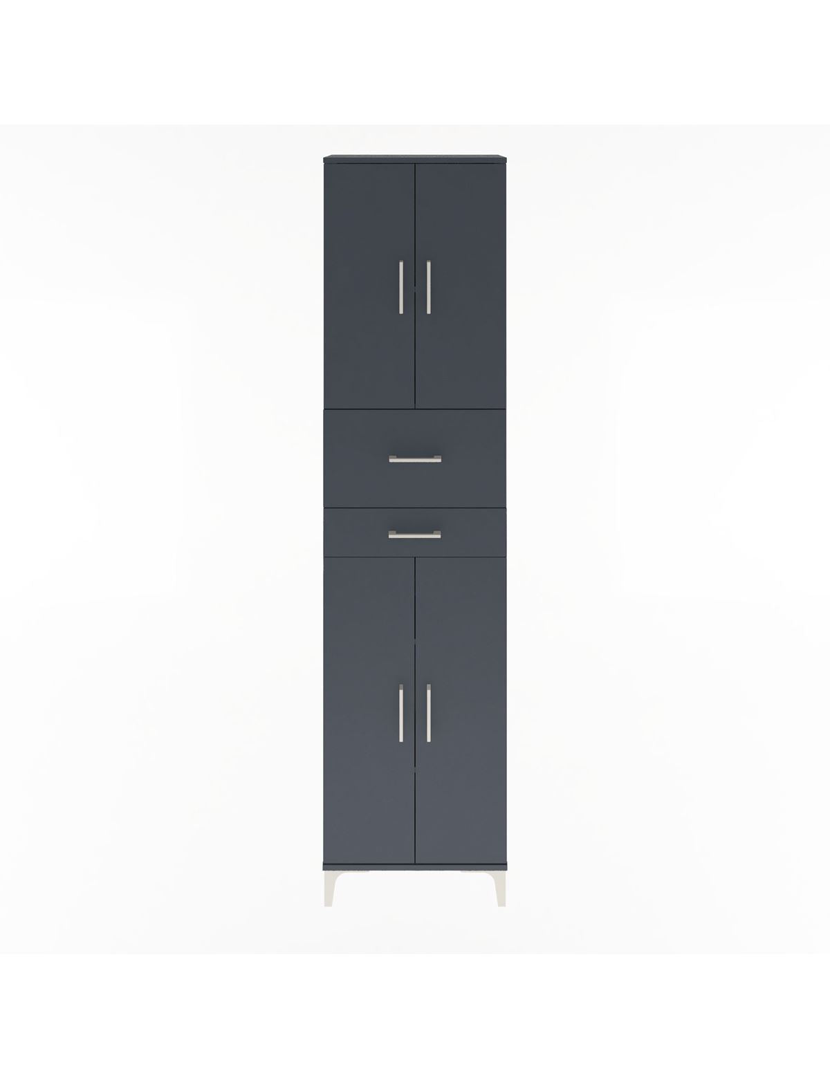 Arges Dolap 4 Raflı 2 Çekmeceli 4 Kapaklı 60x30x243 Antrasit-Antrasit