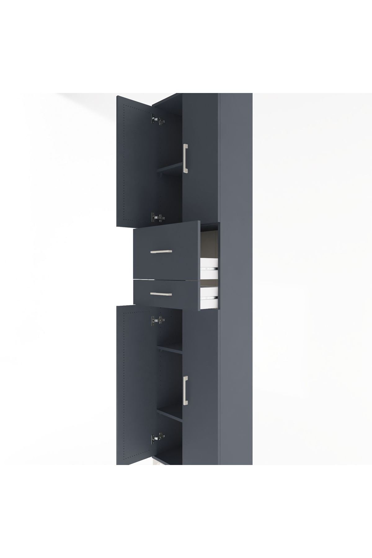 Arges Dolap 4 Raflı 2 Çekmeceli 4 Kapaklı 60x30x243 Antrasit-Antrasit