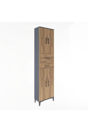 Arges Dolap 4 Raflı 2 Çekmeceli 4 Kapaklı 60x30x243 Antrasit-Çam
