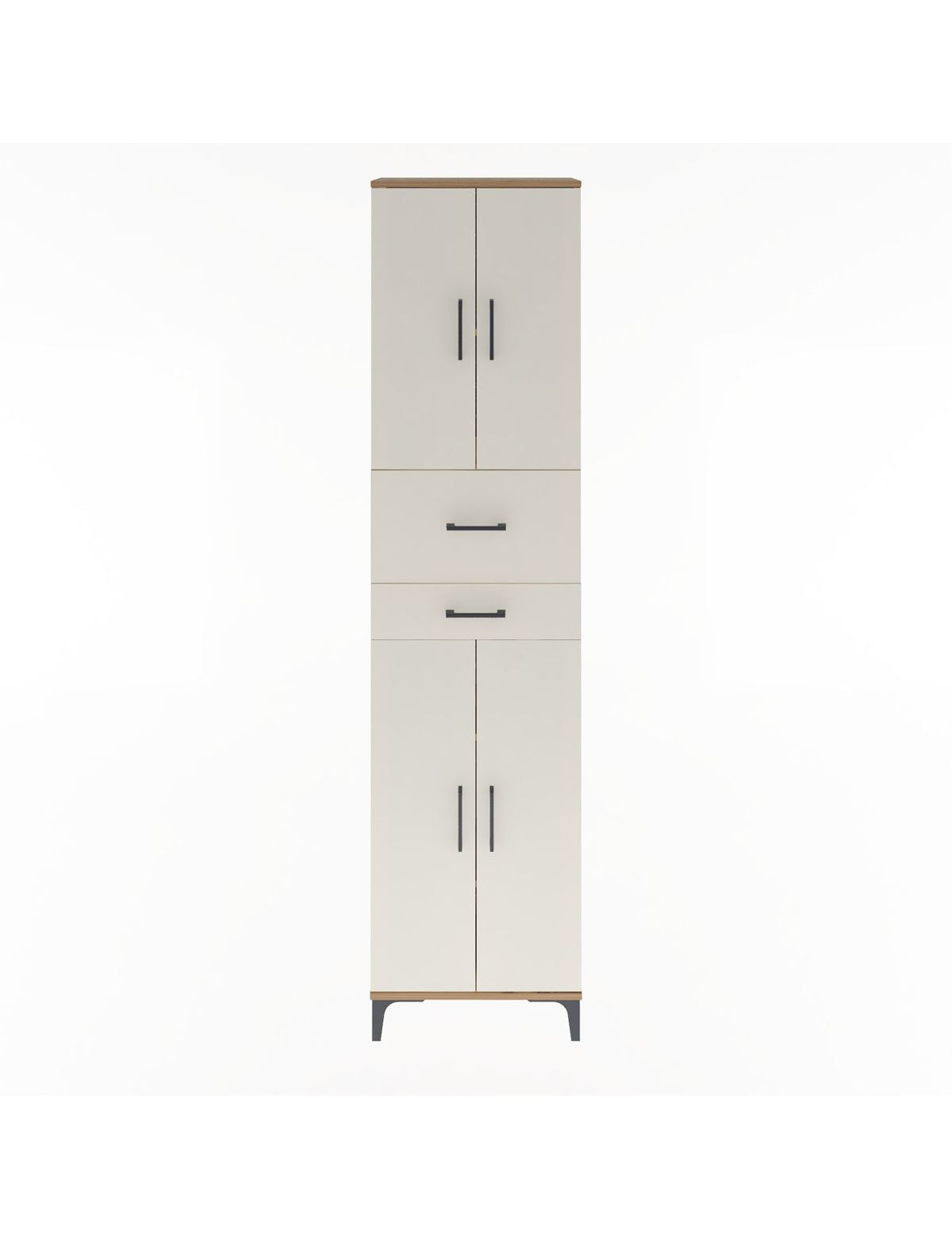 Arges Dolap 4 Raflı 2 Çekmeceli 4 Kapaklı 60x30x243 Çam-Aytaşı