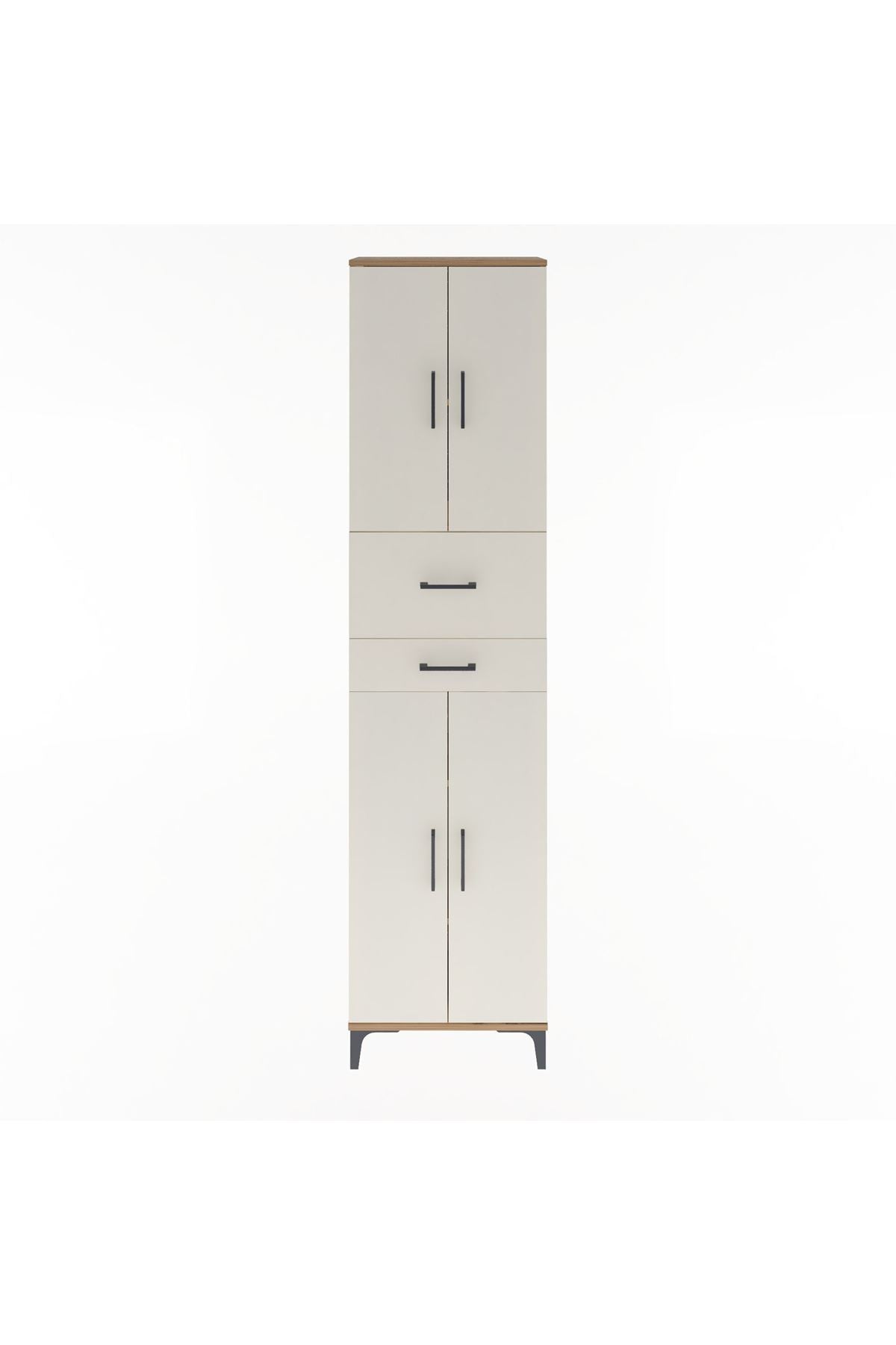 Arges Dolap 4 Raflı 2 Çekmeceli 4 Kapaklı 60x30x243 Çam-Aytaşı