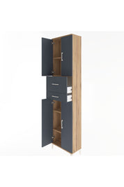 Arges Dolap 4 Raflı 2 Çekmeceli 4 Kapaklı 60x30x243 Çam-Antrasit