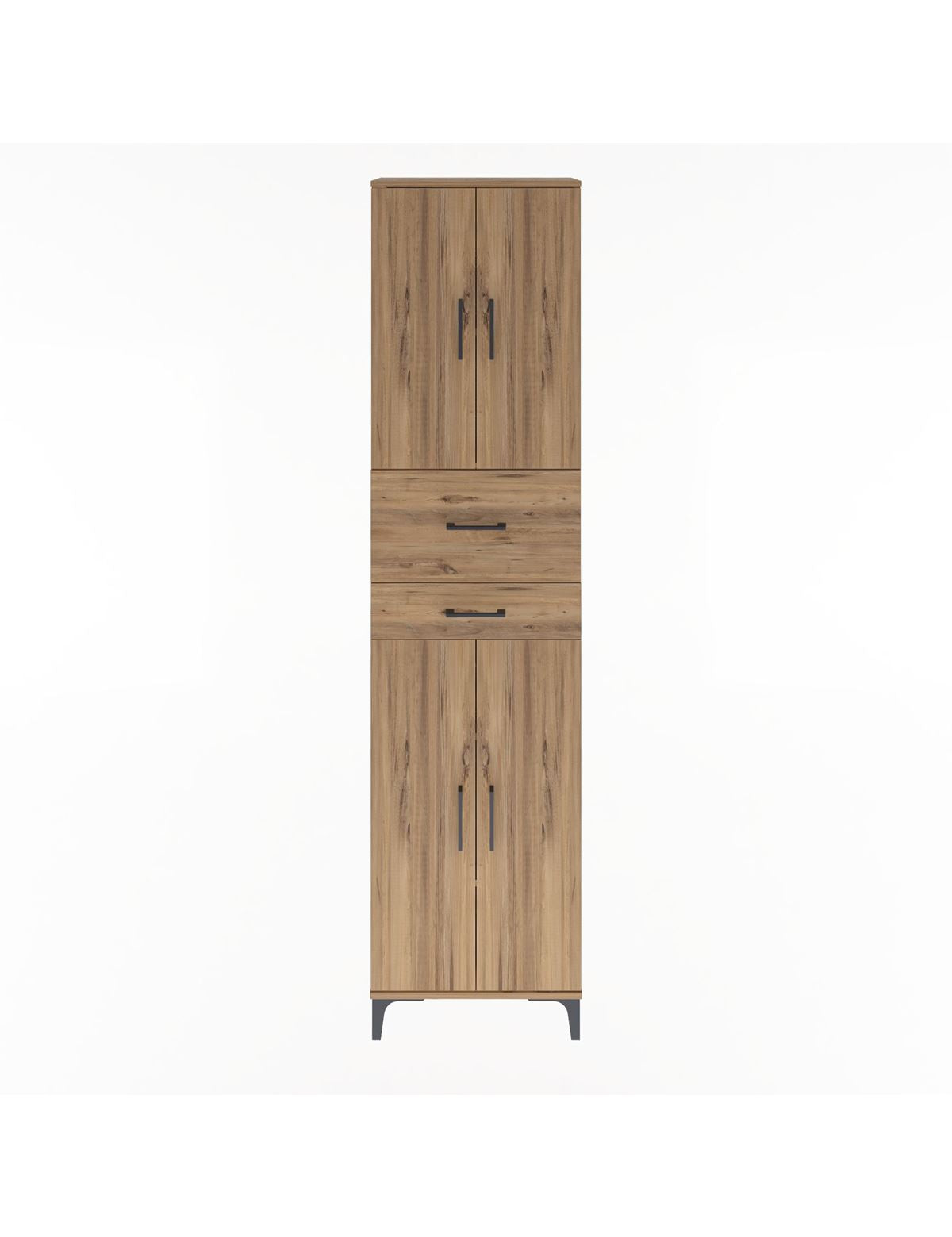 Arges Dolap 4 Raflı 2 Çekmeceli 4 Kapaklı 60x30x243 Çam-Çam