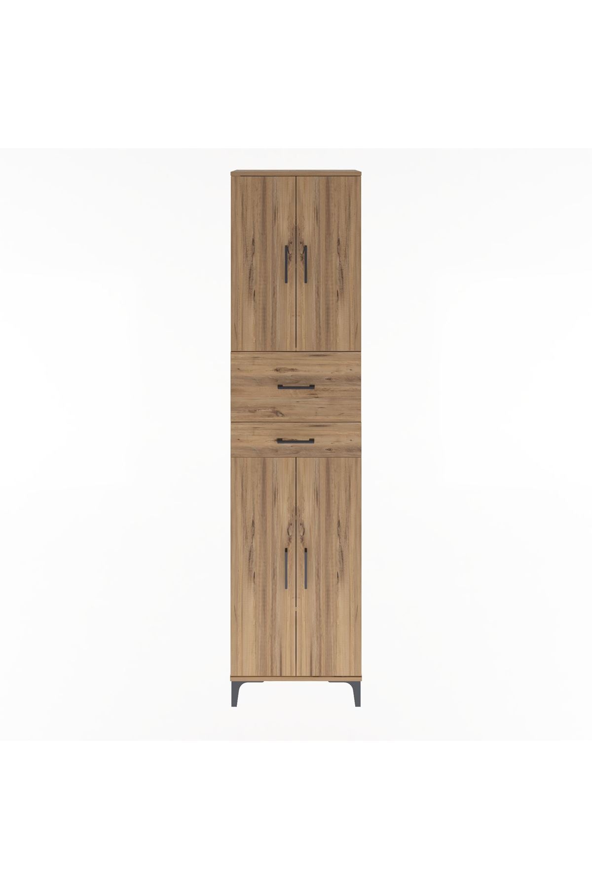 Arges Dolap 4 Raflı 2 Çekmeceli 4 Kapaklı 60x30x243 Çam-Çam