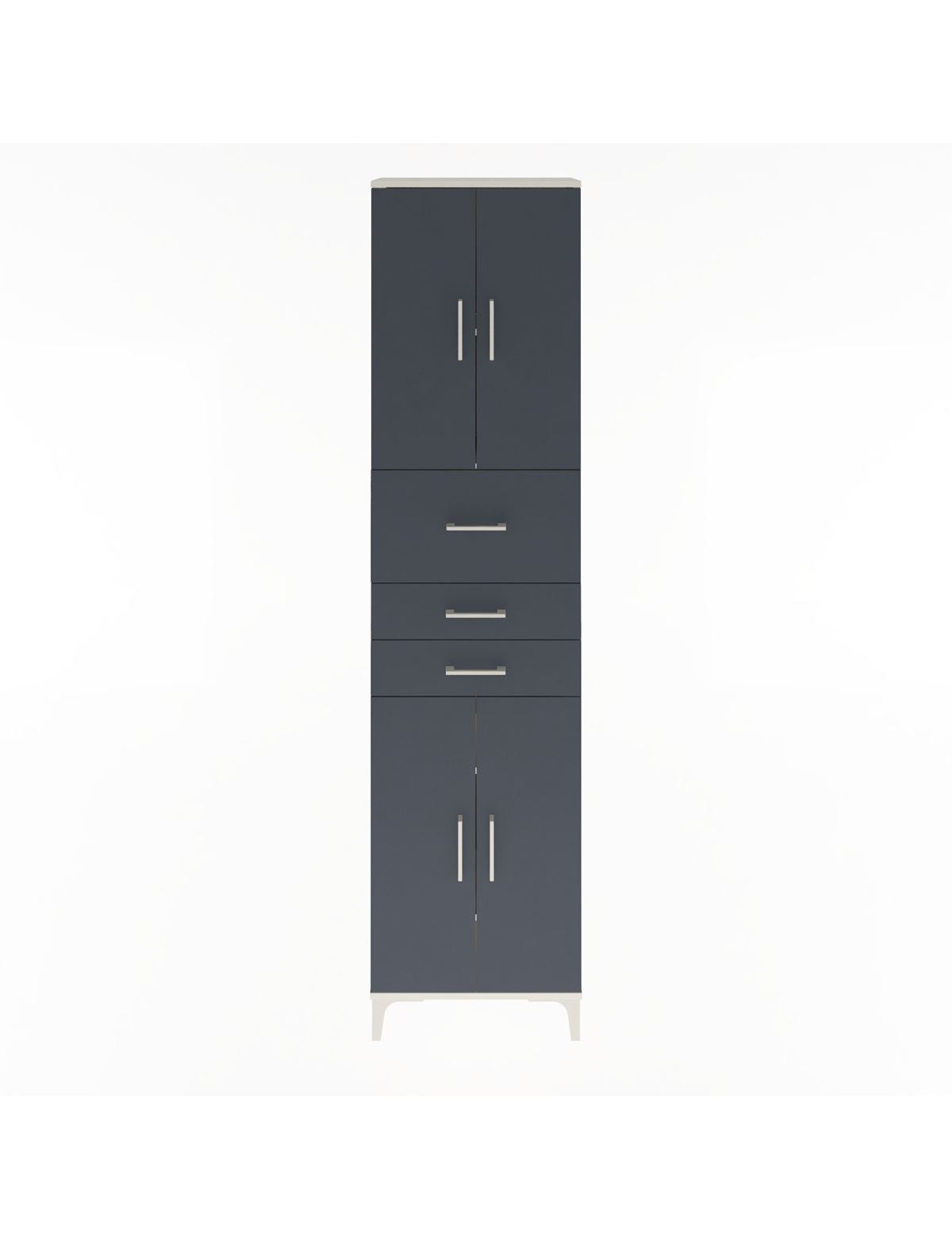 Arges Dolap 4 Raflı 3 Çekmeceli 4 Kapaklı 60x30x243 Aytaşı-Antrasit