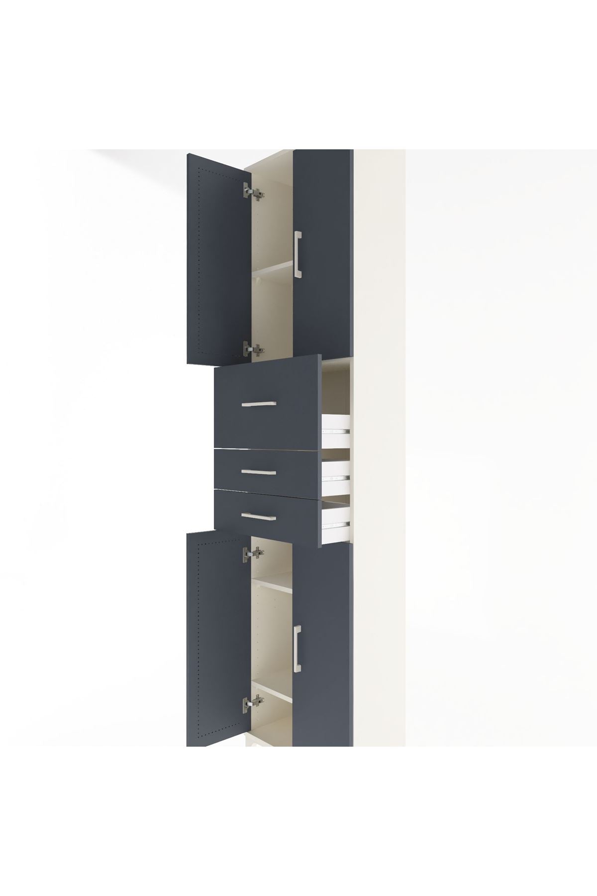 Arges Dolap 4 Raflı 3 Çekmeceli 4 Kapaklı 60x30x243 Aytaşı-Antrasit