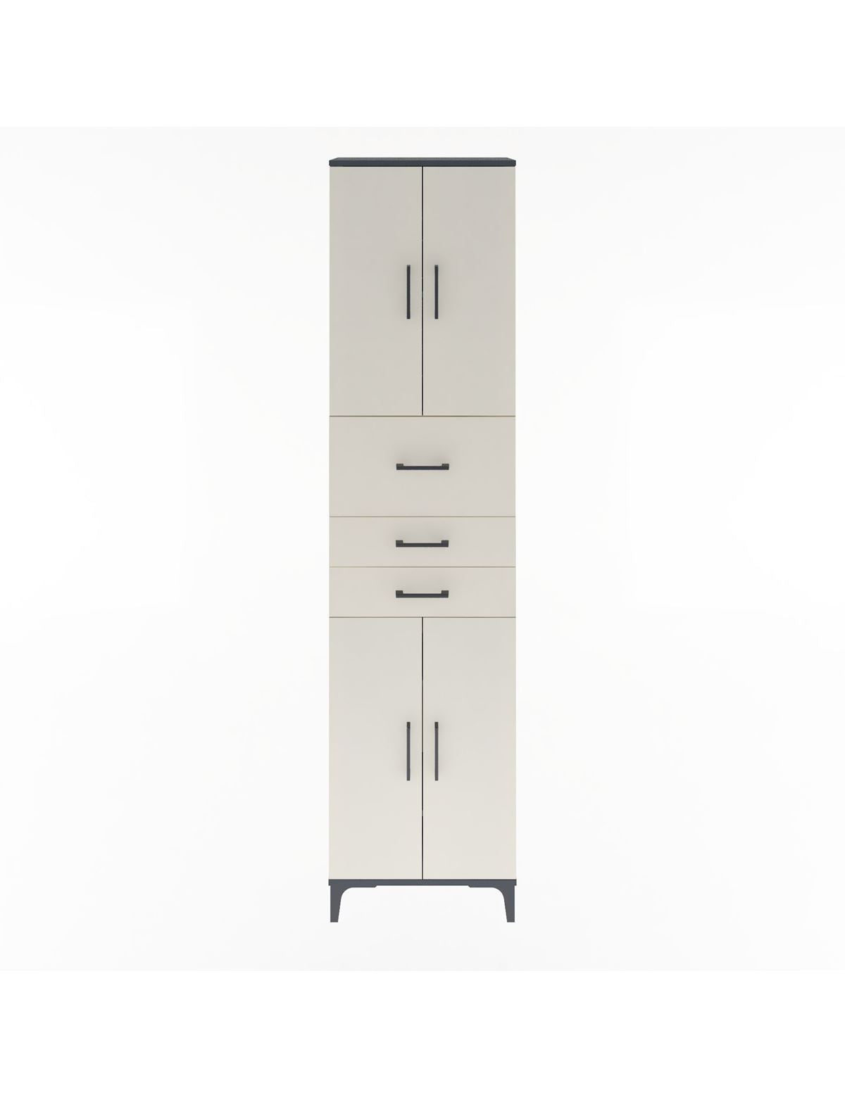 Arges Dolap 4 Raflı 3 Çekmeceli 4 Kapaklı 60x30x243 Antrasit-Aytaşı