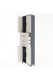 Arges Dolap 4 Raflı 3 Çekmeceli 4 Kapaklı 60x30x243 Antrasit-Aytaşı