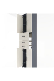 Arges Dolap 4 Raflı 3 Çekmeceli 4 Kapaklı 60x30x243 Antrasit-Aytaşı