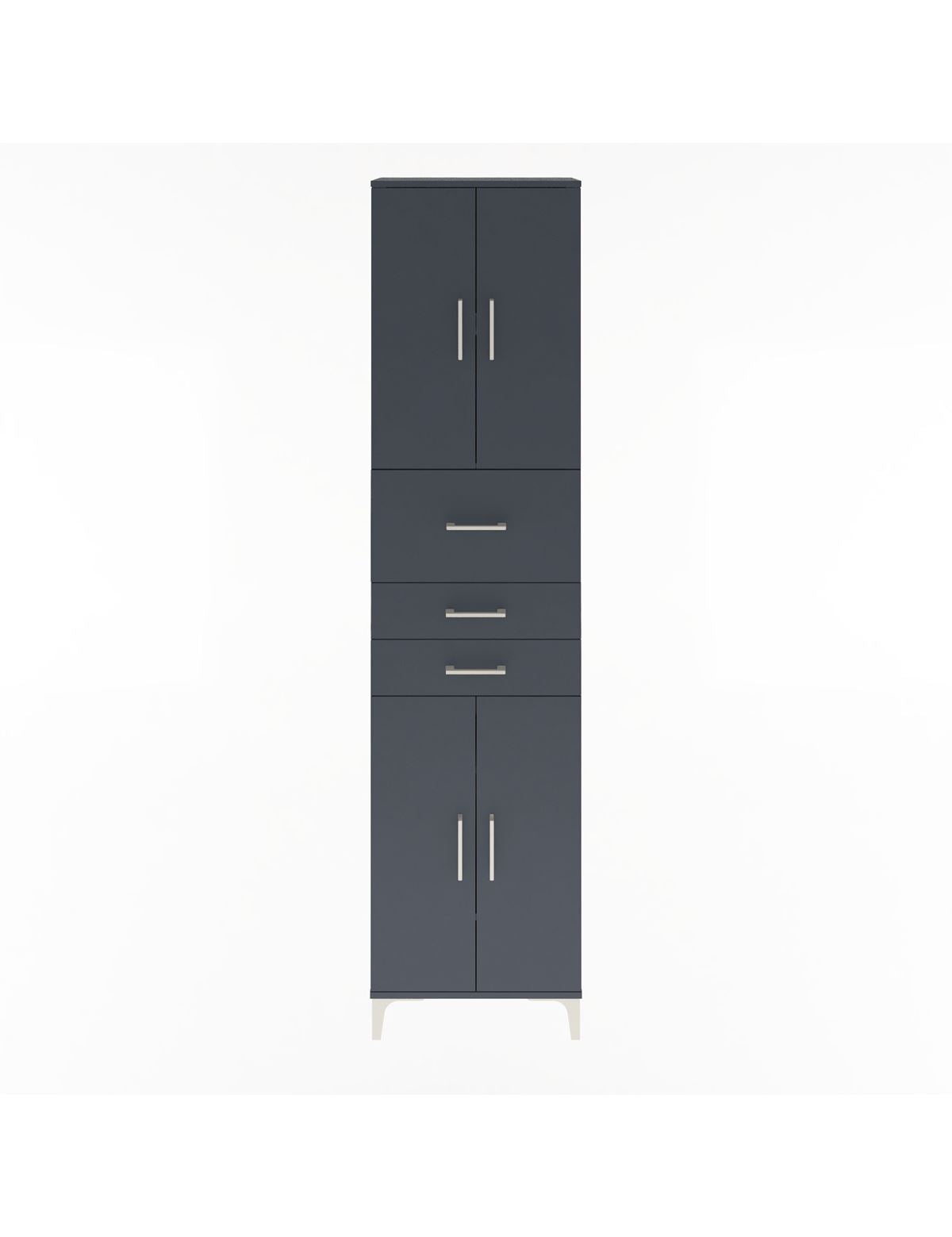 Arges Dolap 4 Raflı 3 Çekmeceli 4 Kapaklı 60x30x243 Antrasit-Antrasit
