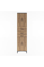 Arges Dolap 4 Raflı 3 Çekmeceli 4 Kapaklı 60x30x243 Antrasit-Çam