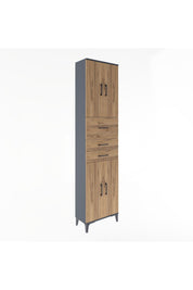 Arges Dolap 4 Raflı 3 Çekmeceli 4 Kapaklı 60x30x243 Antrasit-Çam