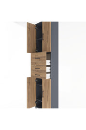 Arges Dolap 4 Raflı 3 Çekmeceli 4 Kapaklı 60x30x243 Antrasit-Çam