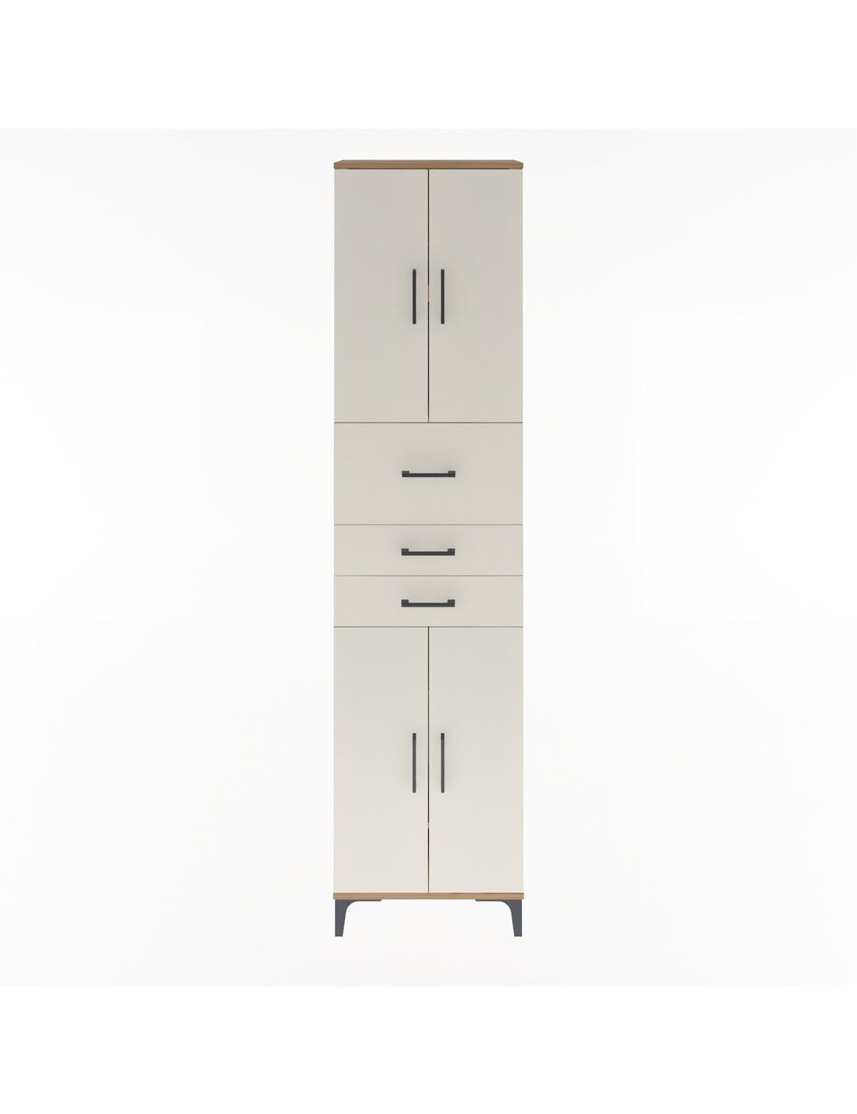 Arges Dolap 4 Raflı 3 Çekmeceli 4 Kapaklı 60x30x243 Çam-Aytaşı