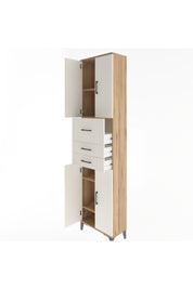 Arges Dolap 4 Raflı 3 Çekmeceli 4 Kapaklı 60x30x243 Çam-Aytaşı