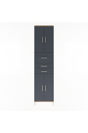 Arges Dolap 4 Raflı 3 Çekmeceli 4 Kapaklı 60x30x243 Çam-Antrasit